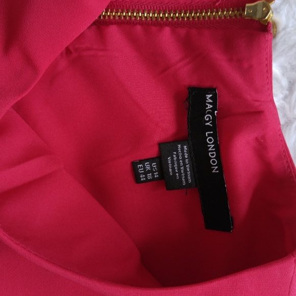 Maggy London Raspberry One Shoulder Ruffle Sheath - Picture 6 of 7